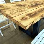 Holzbohlen-Tisch mieten Holzbohlen-Tisch mieten